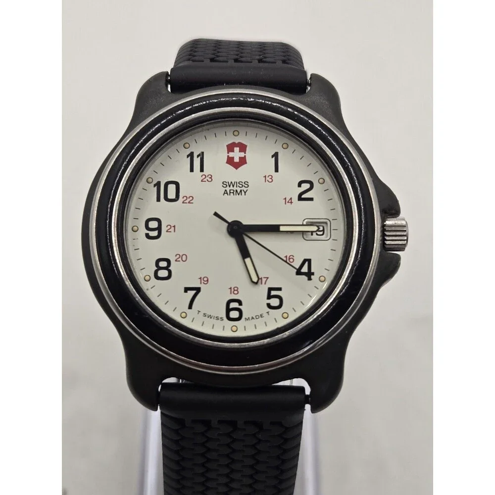 Victorinox Swiss Army Watch Men 39mm. Black Tone. New Rubber Strap. New Battery
